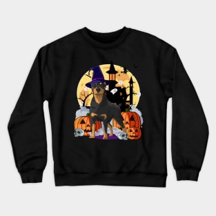 Doberman Pinscher Halloween Pumpkin Witch Crewneck Sweatshirt